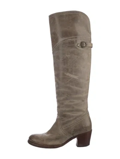 Pre-owned Frye Leather Riding Boots In Neutral