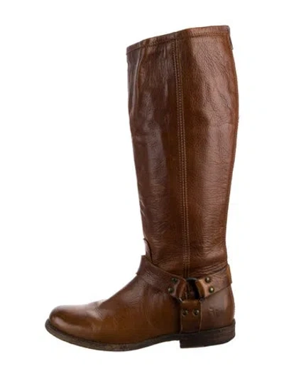 Pre-owned Frye Leather Riding Boots In Neutral