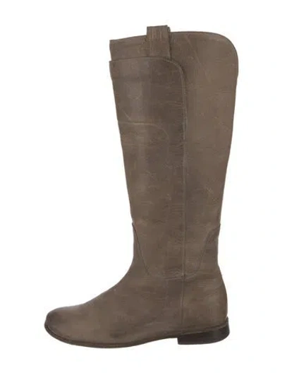 Pre-owned Frye Leather Riding Boots In Neutral
