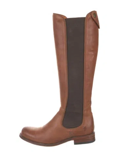 Pre-owned Frye Leather Riding Boots In Neutral