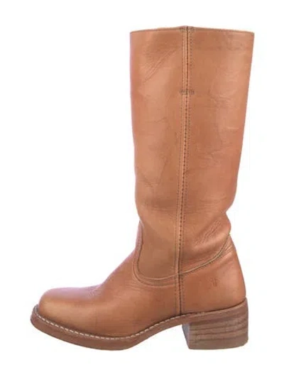 Pre-owned Frye Leather Riding Boots In Neutral