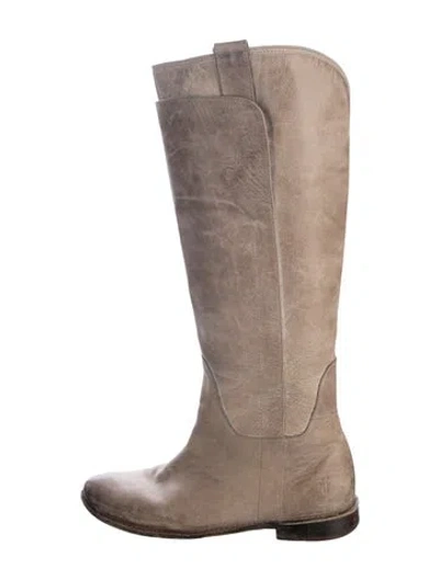 Pre-owned Frye Leather Riding Boots In Neutral