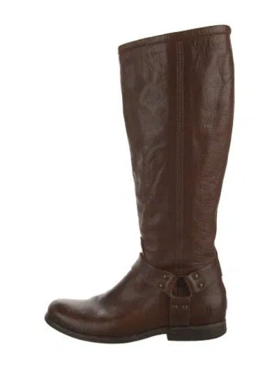 Pre-owned Frye Leather Riding Boots In Neutral