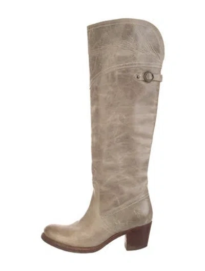 Pre-owned Frye Leather Riding Boots In Neutral