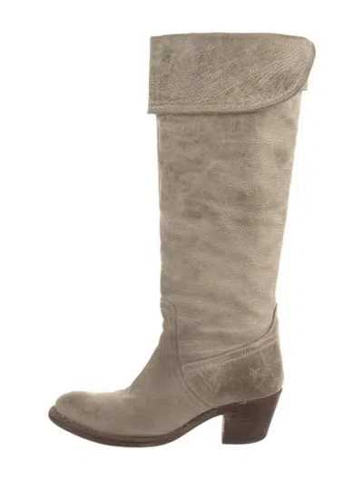 Pre-owned Frye Leather Riding Boots In Neutral