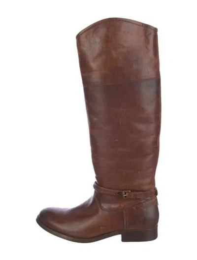 Pre-owned Frye Leather Riding Boots In Neutral