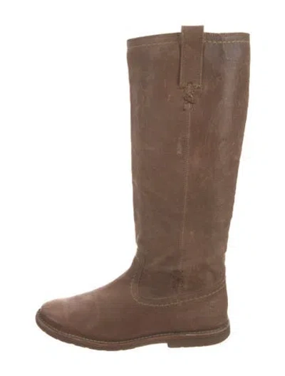 Pre-owned Frye Leather Riding Boots In Neutral
