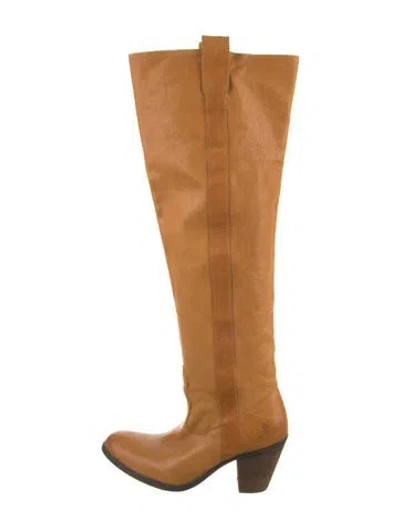 Pre-owned Frye Leather Riding Boots In Neutral