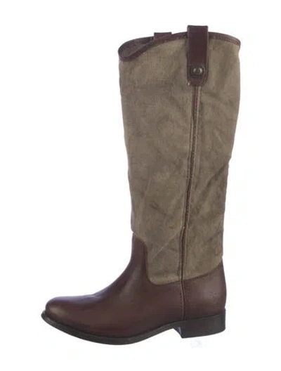Pre-owned Frye Leather Riding Boots In Neutral