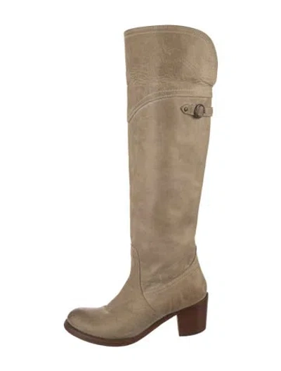 Pre-owned Frye Leather Riding Boots In Neutrals