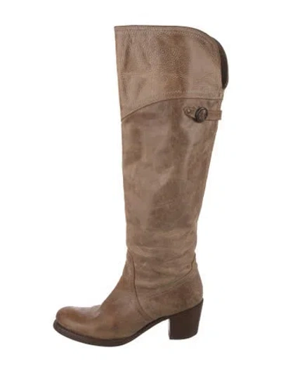 Pre-owned Frye Leather Riding Boots In Neutrals