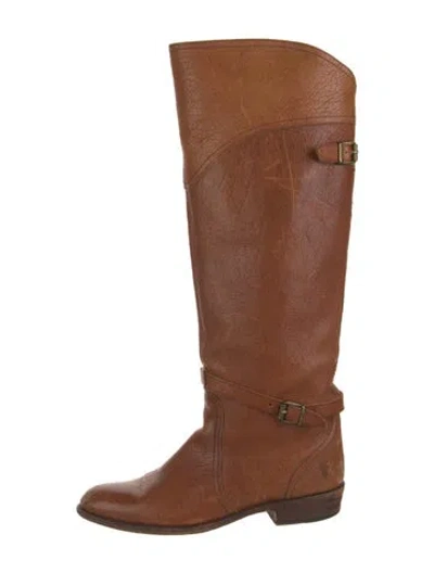 Pre-owned Frye Leather Riding Boots In Neutrals