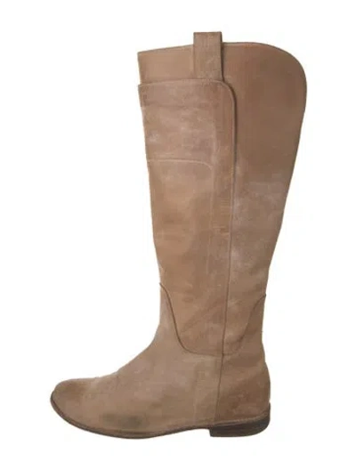 Pre-owned Frye Leather Riding Boots In Neutrals