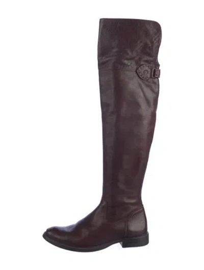 Pre-owned Frye Leather Riding Boots In Purple