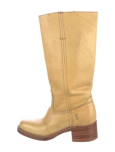Pre-owned Frye Leather Riding Boots In Yellow
