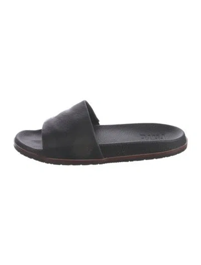 Pre-owned Frye Leather Slides In Black
