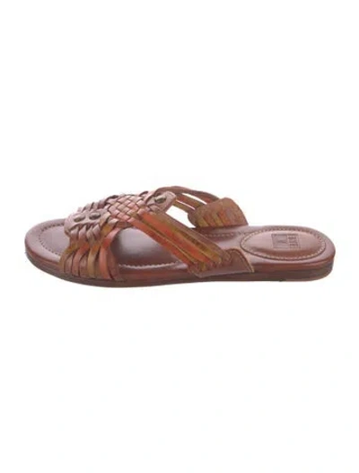Pre-owned Frye Leather Slides In Brown