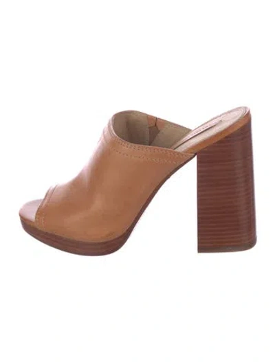 Pre-owned Frye Leather Slides In Brown