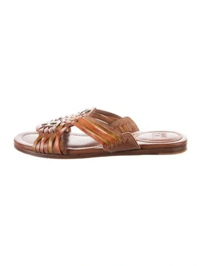 Pre-owned Frye Leather Slides In Brown