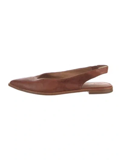 Pre-owned Frye Leather Slingback Flats In Brown