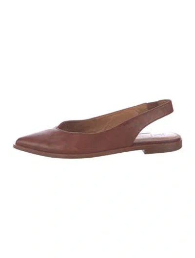 Pre-owned Frye Leather Slingback Flats In Brown