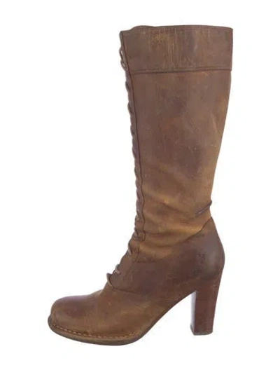 Pre-owned Frye Leather Slouch Boots In Brown