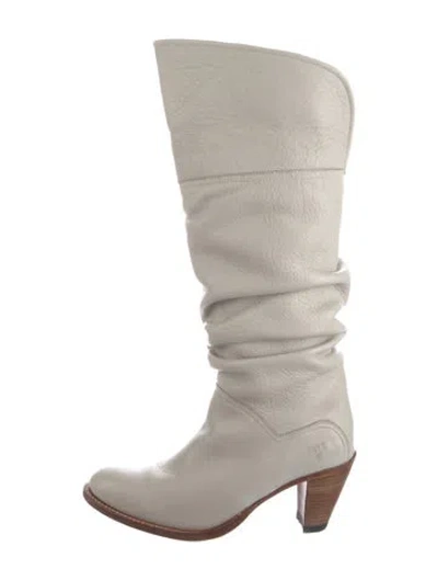 Pre-owned Frye Leather Slouch Boots In Neutral
