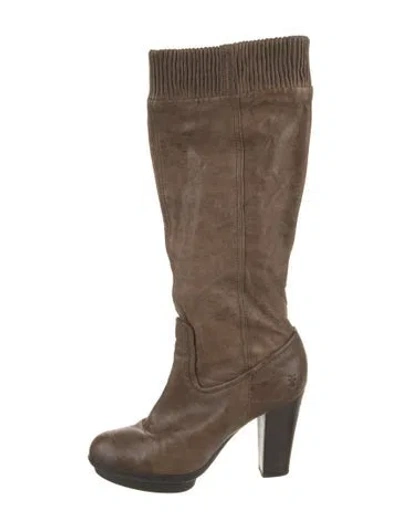 Pre-owned Frye Leather Sock Boots In Brown
