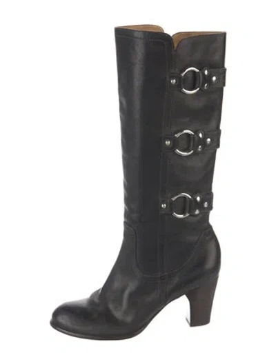 Pre-owned Frye Leather Studded Accents Boots In Black