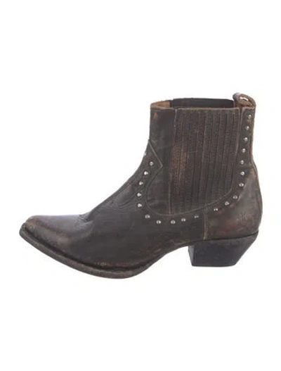 Pre-owned Frye Leather Studded Accents Chelsea Boots In Brown