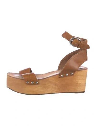 Pre-owned Frye Leather Studded Accents Sandals In Brown