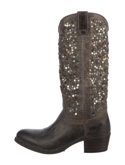 Pre-owned Frye Leather Studded Accents Western Boots