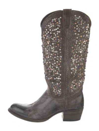 Pre-owned Frye Leather Studded Accents Western Boots
