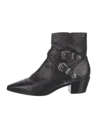 Pre-owned Frye Leather Studded Accents Western Boots In Black