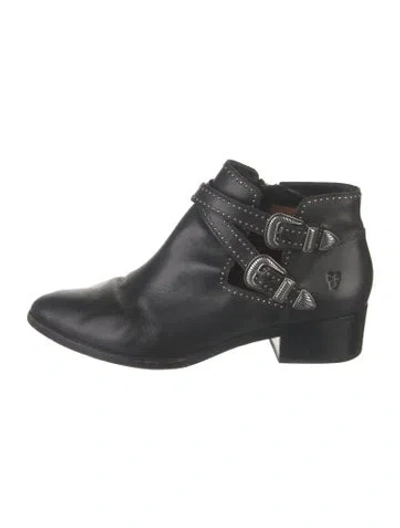 Pre-owned Frye Leather Studded Accents Western Boots In Black