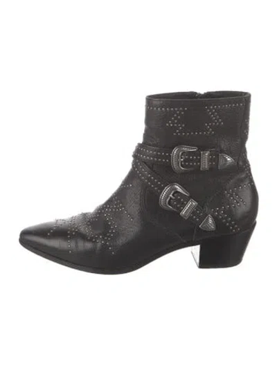 Pre-owned Frye Leather Studded Accents Western Boots In Black