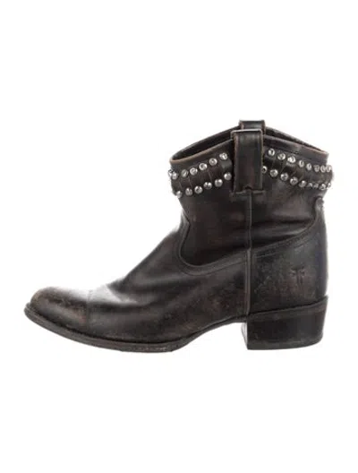 Pre-owned Frye Leather Studded Accents Western Boots In Black