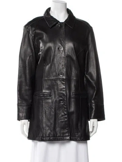 Pre-owned Frye Leather Trench Coat In Black