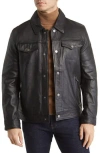 Frye Men's Classic Leather Snap-front Trucker Jacket In Black