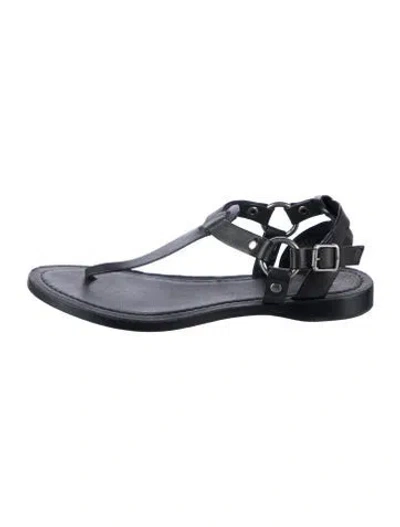 Pre-owned Frye Leather T-strap Sandals In Blue
