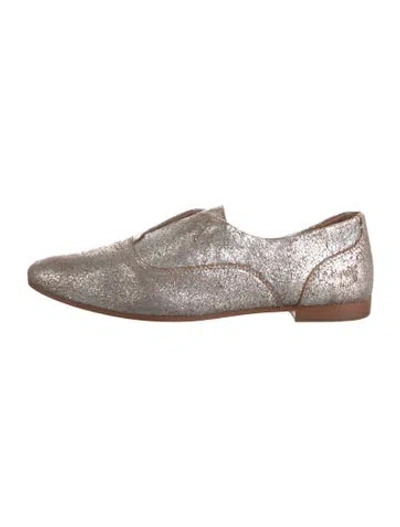 Pre-owned Frye Leather Tweed Pattern Oxfords In Grey/metallic