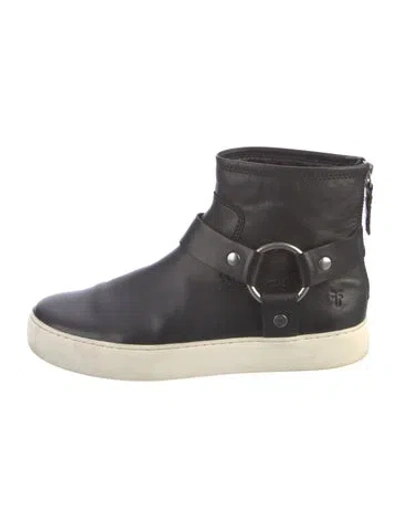 Pre-owned Frye Leather Wedge Sneakers In Black