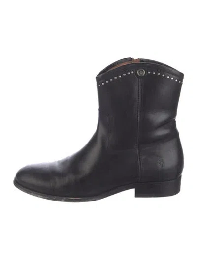 Pre-owned Frye Leather Western Boots In Black