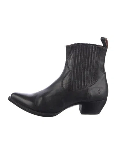 Pre-owned Frye Leather Western Boots In Black
