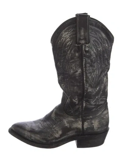 Pre-owned Frye Leather Western Boots In Black