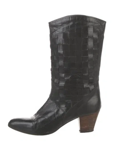 Pre-owned Frye Leather Western Boots In Black