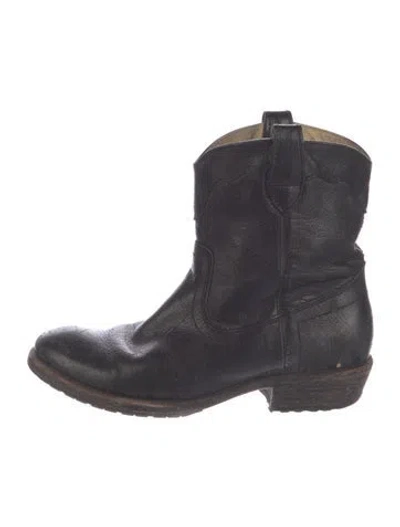 Pre-owned Frye Leather Western Boots In Black
