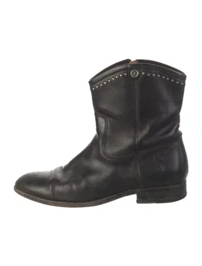 Pre-owned Frye Leather Western Boots In Black