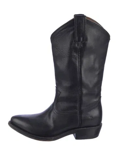 Pre-owned Frye Leather Western Boots In Black