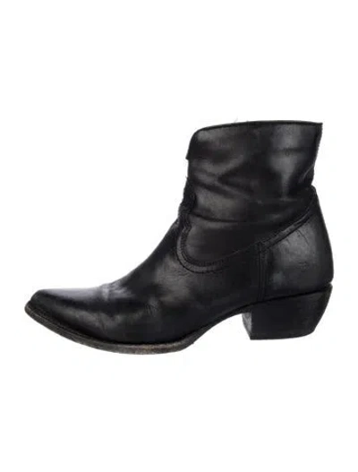 Pre-owned Frye Leather Western Boots In Black